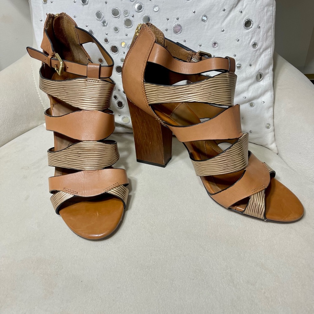 Isola Leather and Metallic Sandals